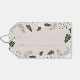 White Holly Botanical Glad helg Gift Märkre Presentetikett