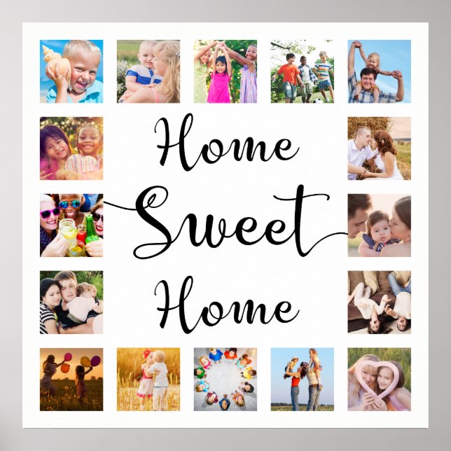 White Home Sweet Home 14 Family Photo Collage Poster (Framsidan)