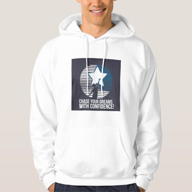 White Hoodie, "Chase Your Dreams with trust" Hoodie (Framsida)