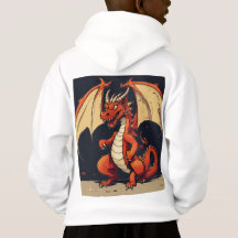 White Hoodie För barn med Dragon Design