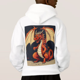 White Hoodie För barn med Dragon Design T Shirt