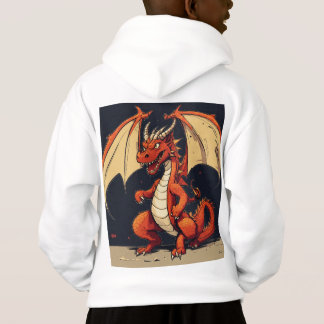 White Hoodie För barn med Dragon Design T Shirt