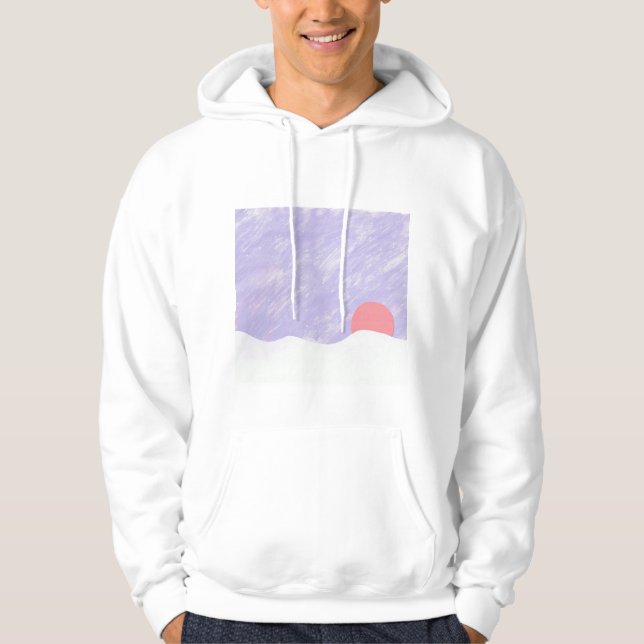 White Hoodie med bergsdesign (Framsida)