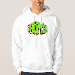 White Hoodie med Neon Graffiti