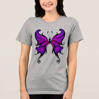White Hoodie med Snyggt Lila Butterfly Design T Shirt