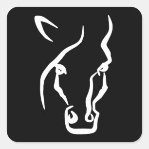 White Horse Ansikte Fyrkantigt Klistermärke
