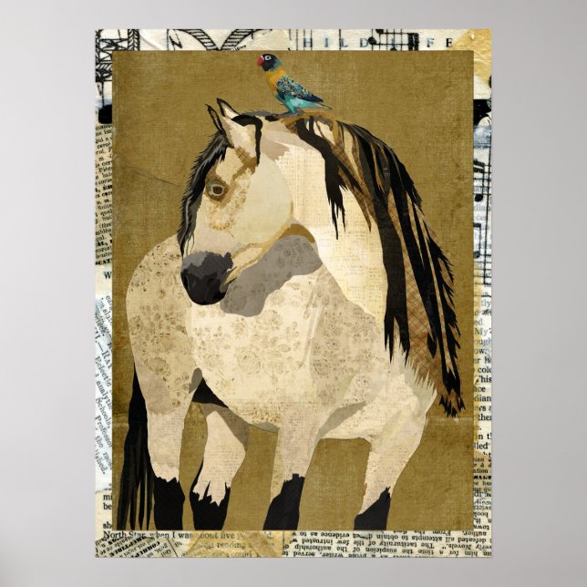 WHITE HORSE & BIRD Art Poster (Framsidan)