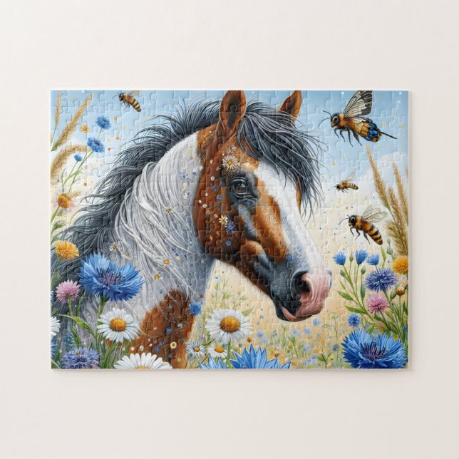 White Horse Blommor Pussel (Horisontell)