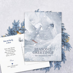 White Horse & Dove on Ice, Helgdagars Winter Magic Vykort