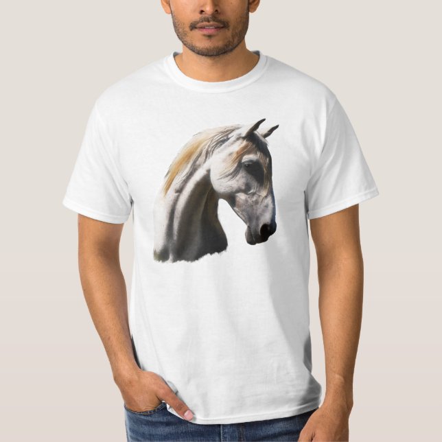 White Horse Equine Art Animal-älskare T-Shirt (Framsida)