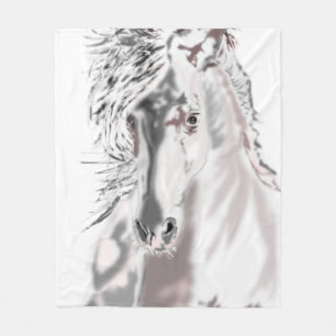 White Horse Fleece Blanket Anpassningsbar Färg