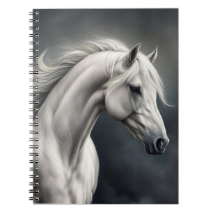 White Horse Flowing Mane Anteckningsbok