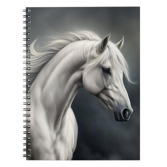 White Horse Flowing Mane Anteckningsbok (Framsidan)