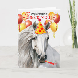 White Horse Funny Birthday Kort