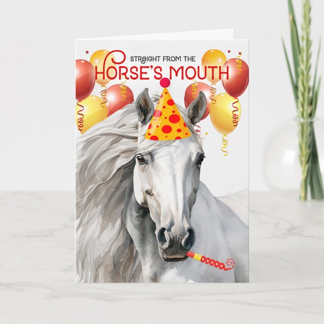White Horse Funny Birthday Kort (Framsida)