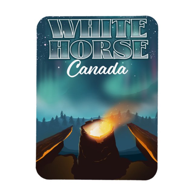 White Horse Kanada resandeaffisch Magnet (Vertikal)