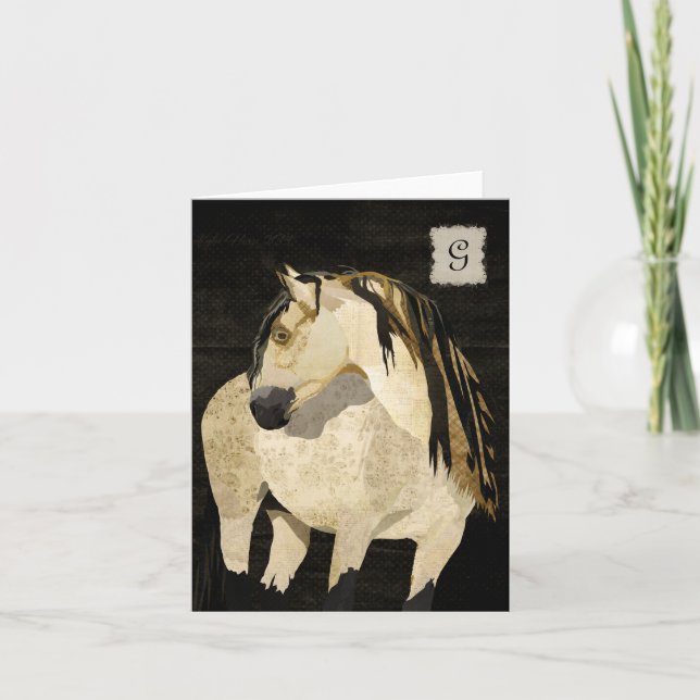 White Horse Monogram Notecard Anteckningskort (Framsida)
