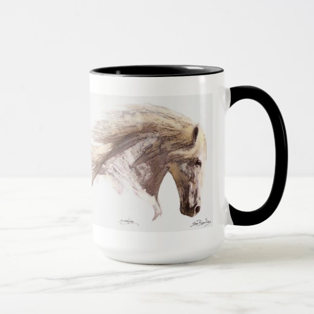White Horse Pegasus Stallion Fine Art Mugg (Höger)