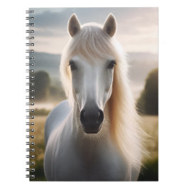 White Horse Portrait – Serene Equine Beauty Anteckningsbok