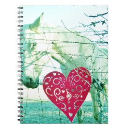 White Horse Red Heart Valentine Anteckningsbok Med Spiral