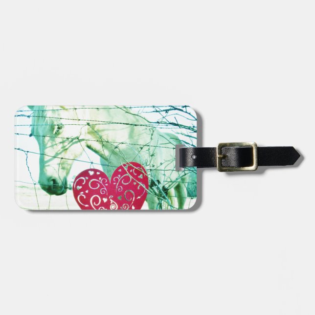 White Horse Red Heart Valentine Bagagebricka (Horisontell Framsida)