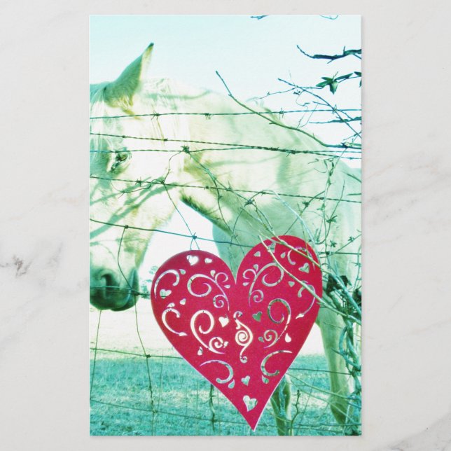 White Horse Red Heart Valentine Brevpapper (Framsida)