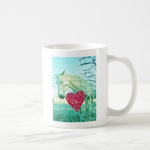 White Horse Red Heart Valentine Kaffemugg