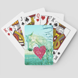 White Horse Red Heart Valentine Spel Kort