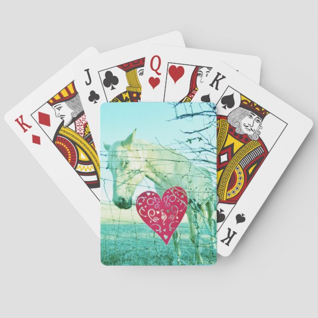 White Horse Red Heart Valentine Spel Kort (Baksidan)