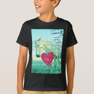 White Horse Red Heart Valentine T Shirt