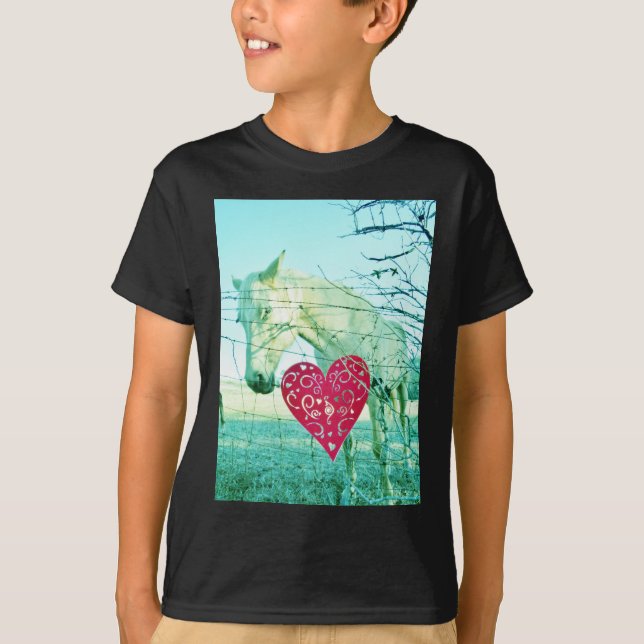 White Horse Red Heart Valentine T Shirt (Framsida)