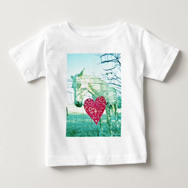 White Horse Red Heart Valentine T-shirt (Framsida)