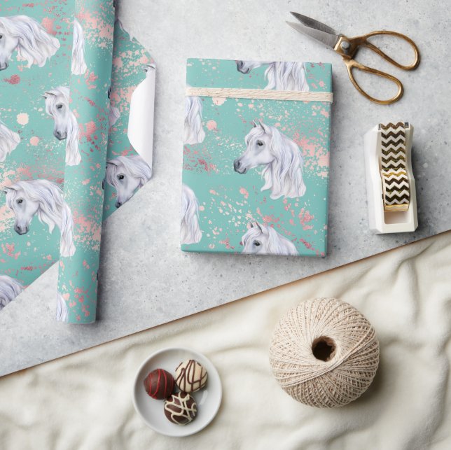 White Horse Rosa Birthday Girl Cowgirl Presentpapper (Hantverk)