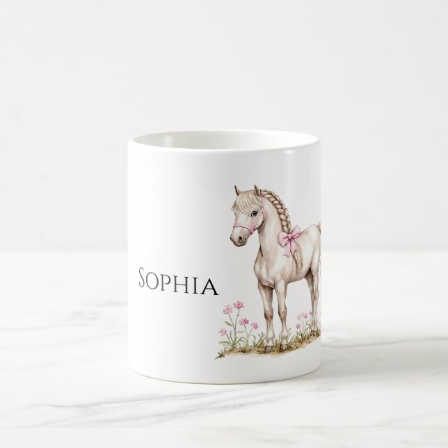 White Horse Rosa Bow Blommigt Kaffemugg (Center)