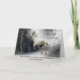 White Horse Snö Julafton Photo Personlig Helgkort