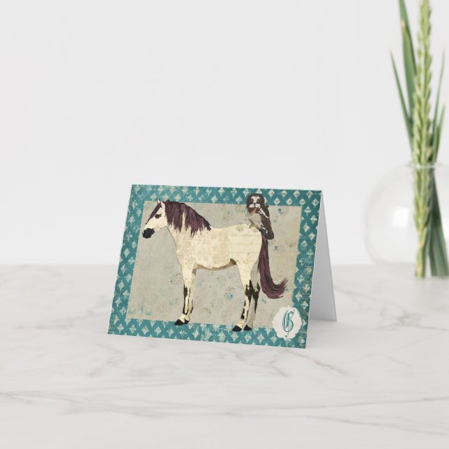 White Horse & Uggla Monogram Notecard Anteckningskort (Framsida)