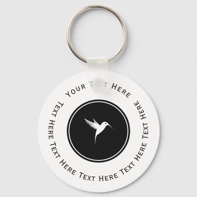 White Humming Bird Logotyp Nyckelring (Framsida)