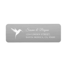White Humming Bird Silver Bröllop adressetikett Returadress Etikett