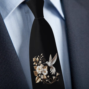 White Hummingbird på Black Necktie Slips