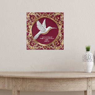 White Hummingbird på Red Poster