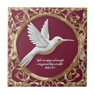 White Hummingbird på Red Tall Anpassade Kakelplatta