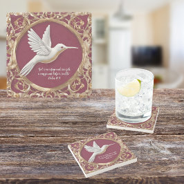 White Hummingbird på Red Tall Anpassade Stenunderlägg