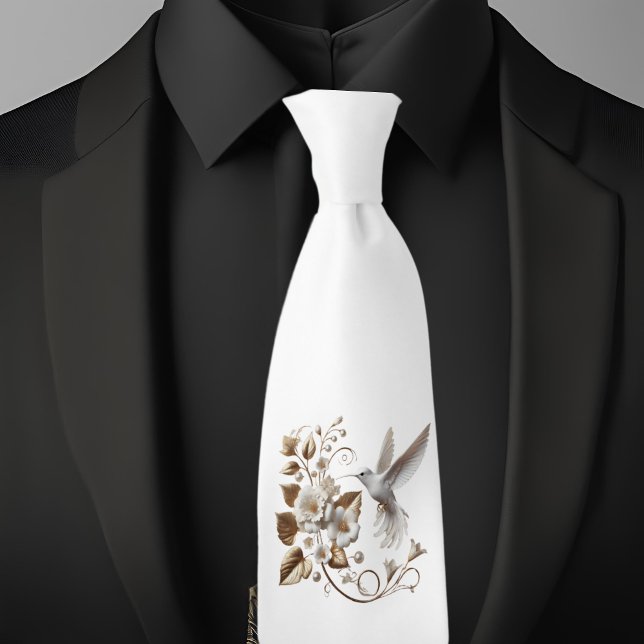 White Hummingbird på White Necktie Slips (Skapare uppladdad)