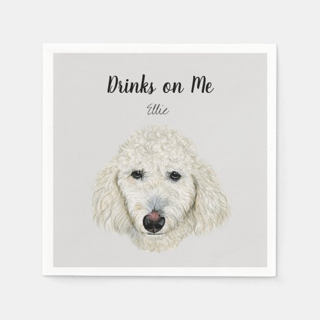 White Hund Cocktail Napkins Pappersservett (Framsidan)