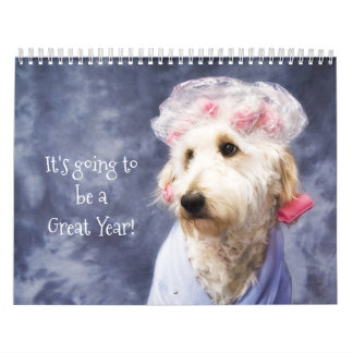 White Hund Funny Calendar Golden Doodle Kalender