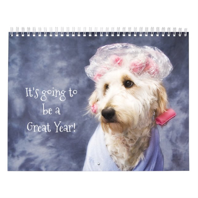 White Hund Funny Calendar Golden Doodle Kalender (Omslag)