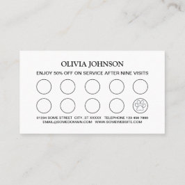 White Hund på Black Pet Grooming Service Lojalitetskort