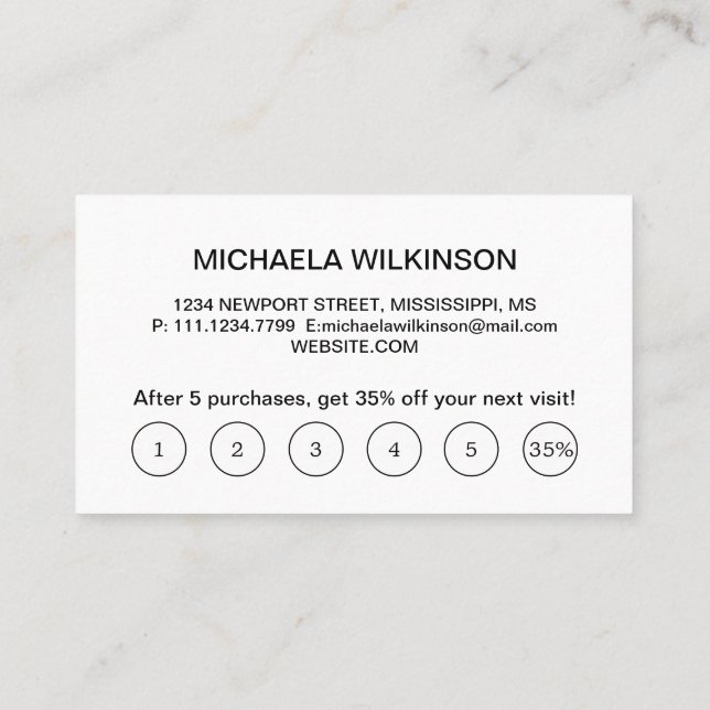 White Hund på Black Pet Grooming Service Lojalitetskort (Baksida)