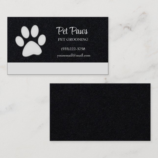White Hund på Black Pet Grooming Service Visitkort (Fram/baksida)