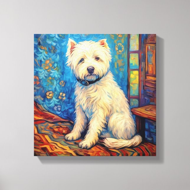 White Hund Van Gogh Canvastryck (Framsida)